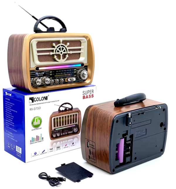 Επαναφορτιζόμενο ραδιόφωνο Retro – RX-077D – 020030 – Gold