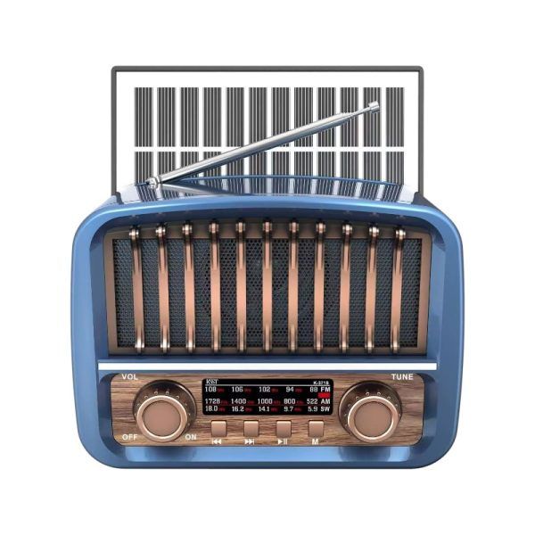 Επαναφορτιζόμενο ραδιόφωνο Retro με ηλιακό πάνελ – K-371S – 023719 – Blue