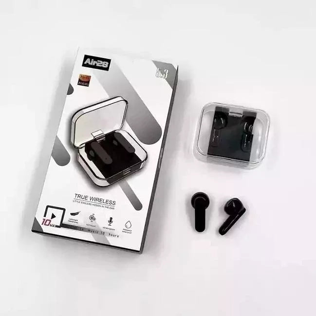 AIR28 In-ear Bluetooth Handsfree Ακουστικά με Θήκη Φόρτισης Μαύρο