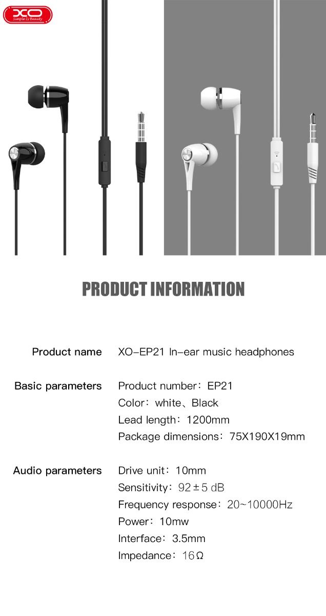 XO EP21 Handsfree Μαύρο