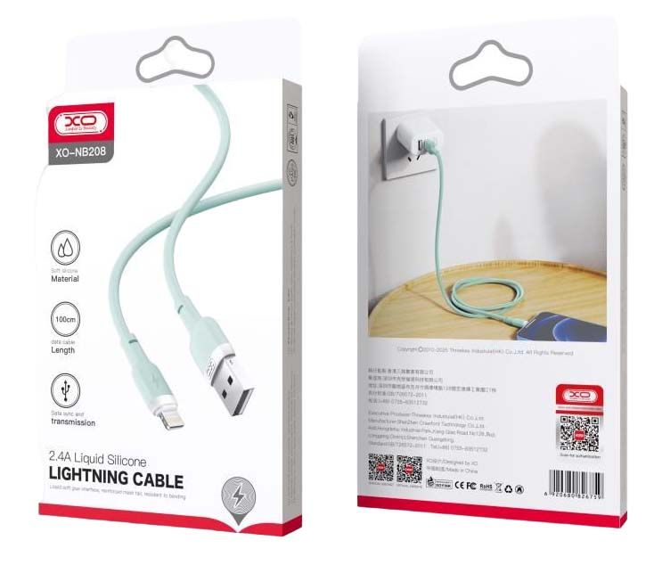 XO NB208 Καλώδιο Φόρτισης + Data Lightning 1m Πράσινο