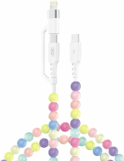 Καλώδιο XO NB-Q301 USB-C Male σε USB-C/Lightning Male 1m - Πολύχρωμο